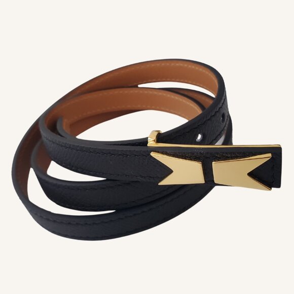 M.A.M.A. Crown Collection - Women's Black Leather Golden Buckle Belt